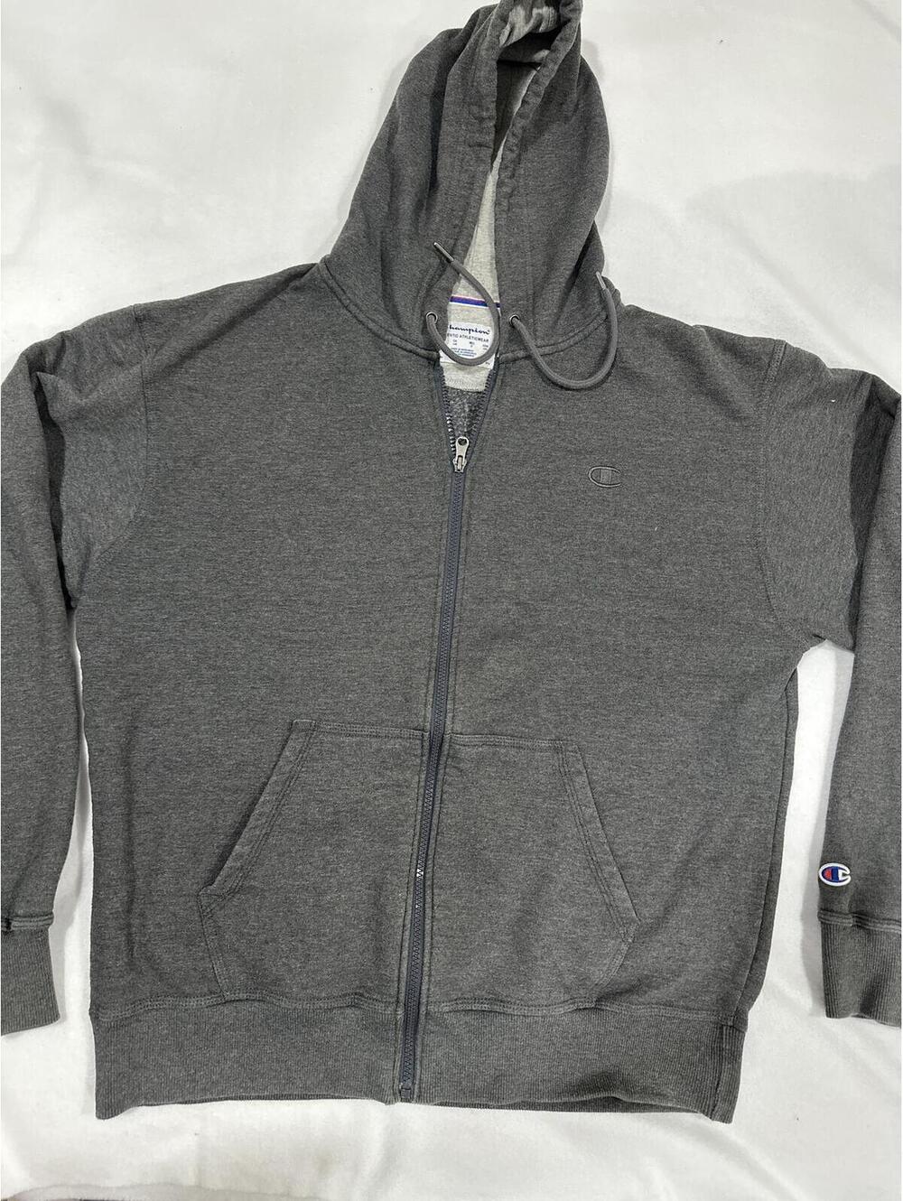 Champion Authentic Athleticwear Full Zip Hooded Sweatshirt Gray Size L